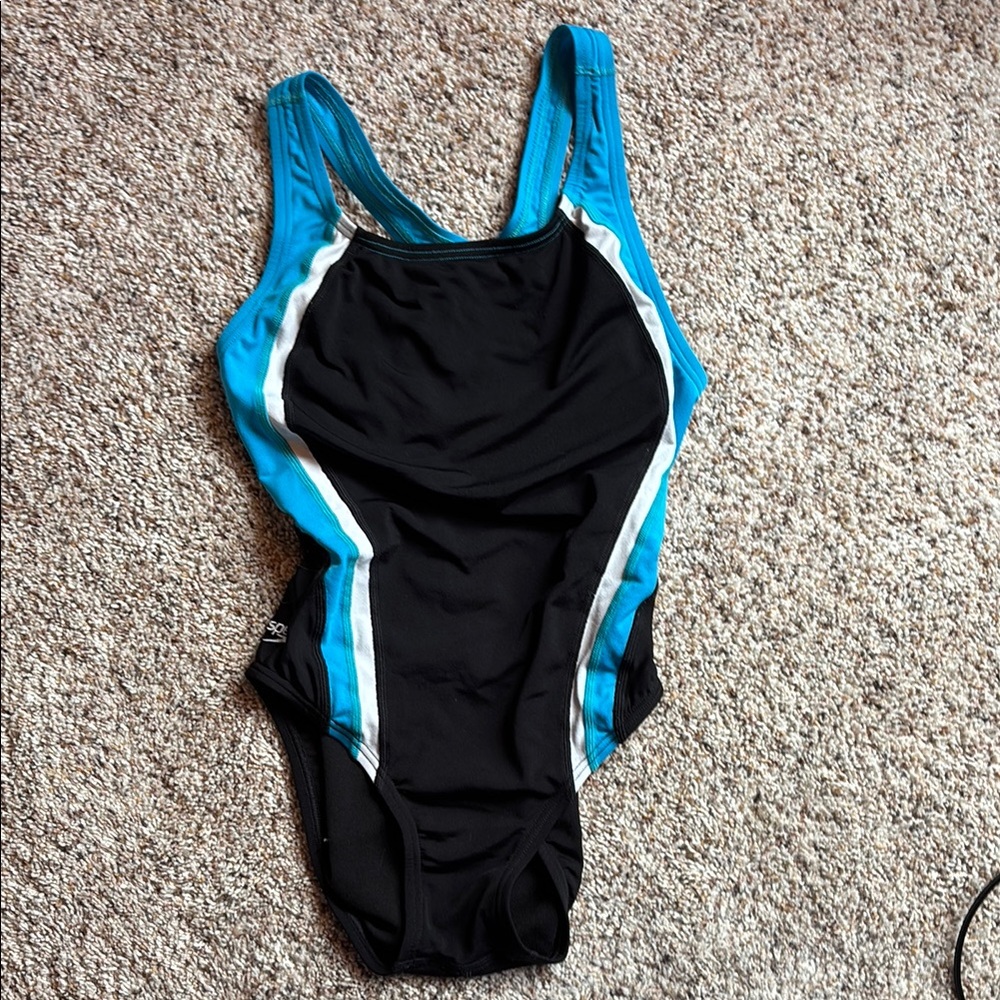 Speedo Black and Blue Athletic Swimsuit
